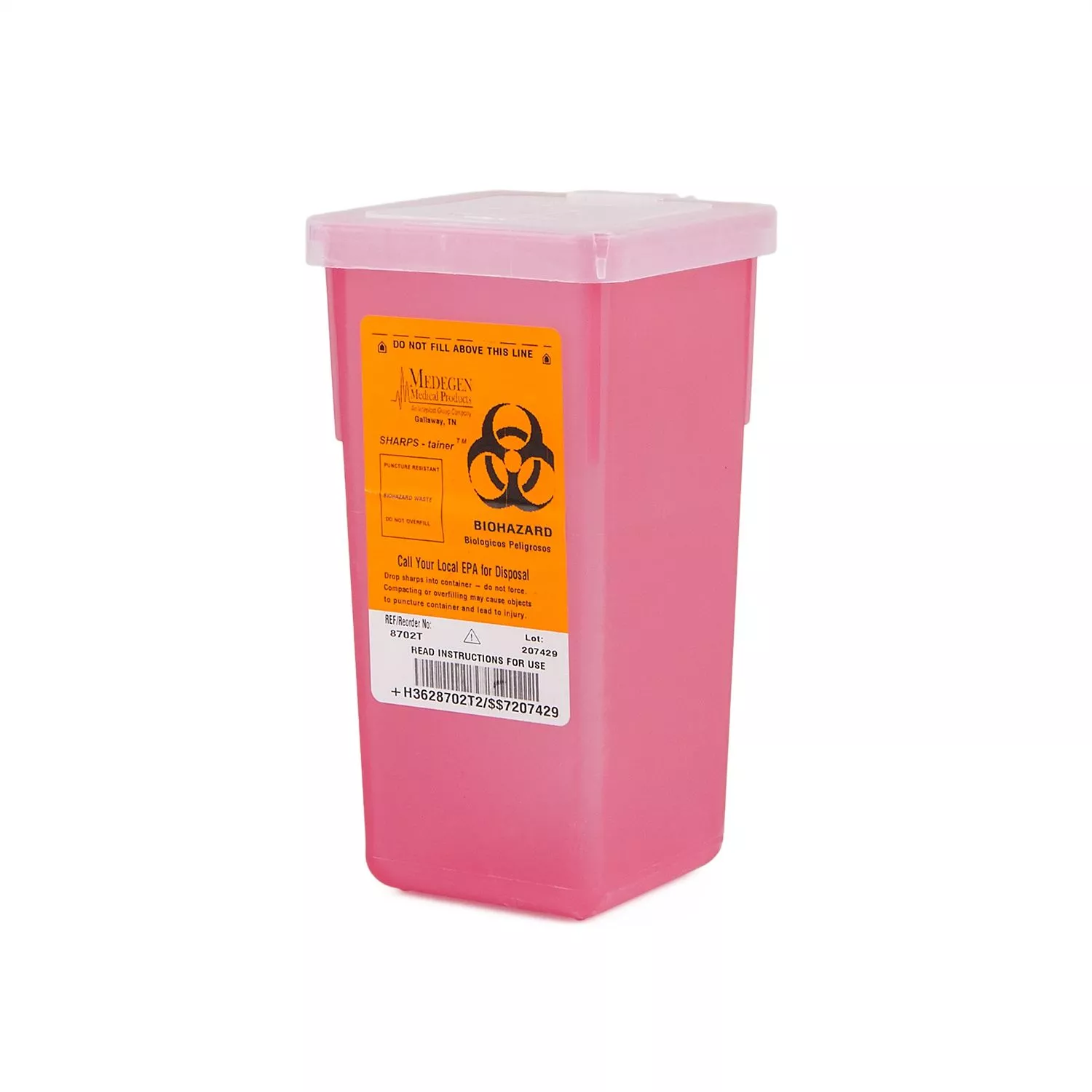 1 Quart Medical Action Industries Sharps Container, Stackable, Locking Lid - 8702T