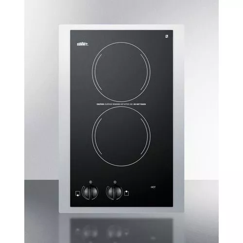 15" Wide 230V2-Burner Radiant CooktopCabinet BlackSummit CR2220TK15