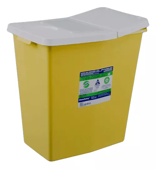 18 Gallon CovidienSharpSafety Chemotherapy Sharps Container with Hinged lid - 8989