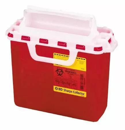 2 Gallon Red BD Sharps Container Counterbalanced Door - 305435