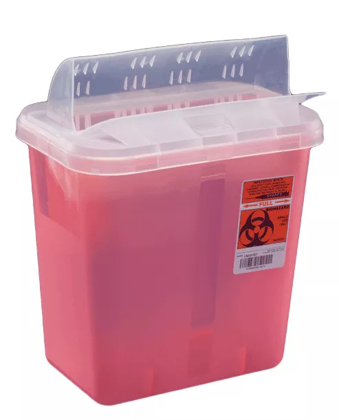 2 Gallon Red Multi-Purpose Sharps Container, Horizontal Drop Opening Lid - 89651