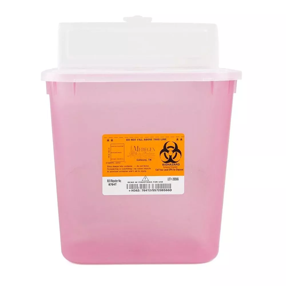 2 Gallon Red Stackable Sharps Container, Biohazard Symbol - 8704