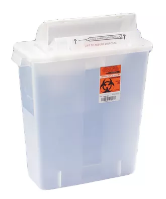 3 Gallon Clear SharpSafety Sharps Container, Counterbalance Lid - 8536SA