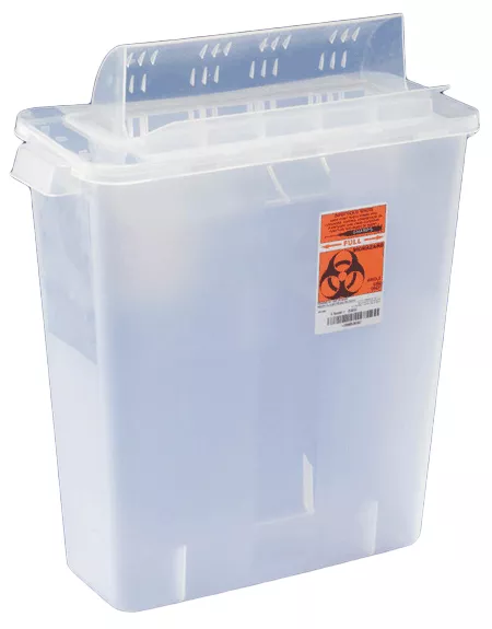3 Gallon Clear SharpSafety Sharps Container with Always Open Lid 85221
