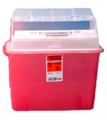 3 Gallon Covidien Red Sharps Container, Counterbalanced Door, Red - 31314886
