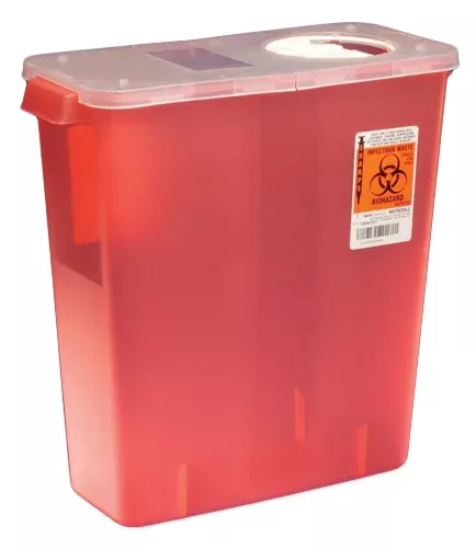 3 Gallon Red Sharps Container with Hinged Rotor Lid 8527R