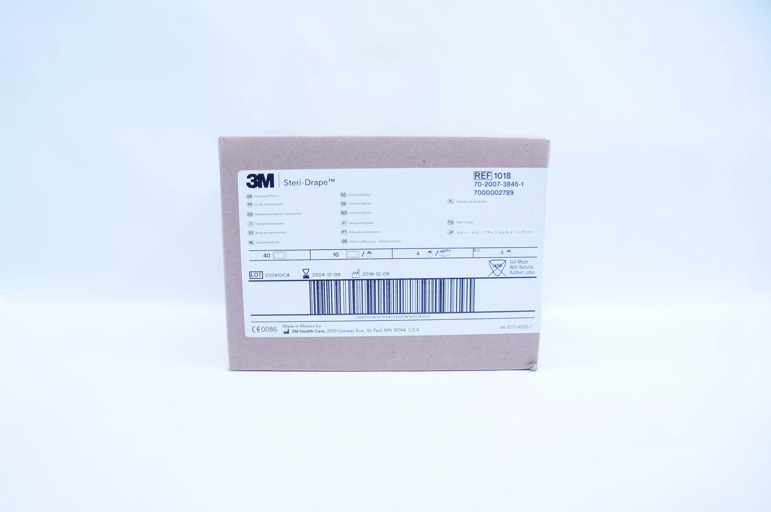 3M 1018 Steri-Drape Instrument Pouch 11inch x 7inch - Box of 40