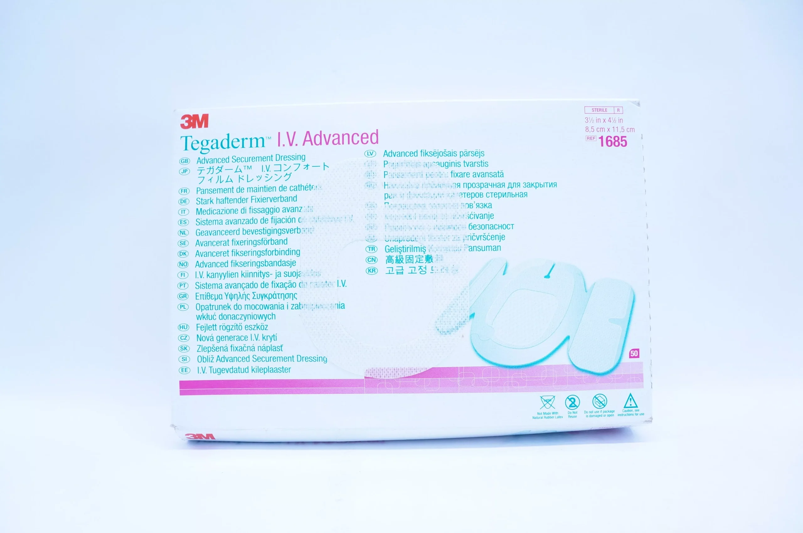 3M 1685 Tegaderm I.V. Advanced 3-1/2inch x 4-1/2inch - Box of 50
