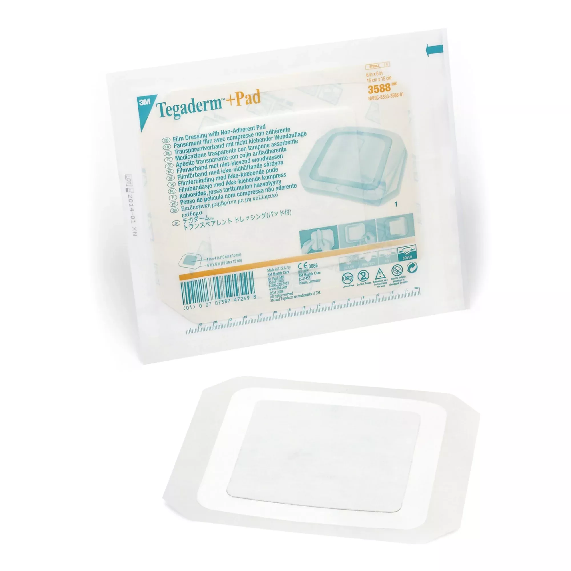3M™ Tegaderm™ +Pad Film Dressing with Non-Adherent Pad, 6 x 6 Inch