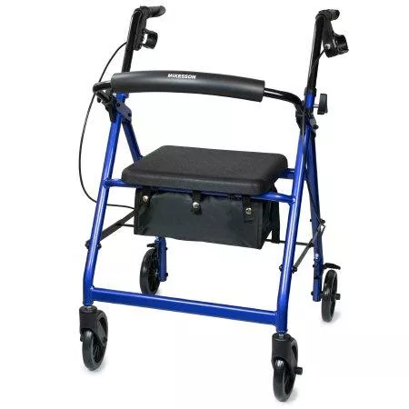 4 Wheel Rollator McKesson Blue Folding Aluminum Frame - M-1065264-2459 - Each