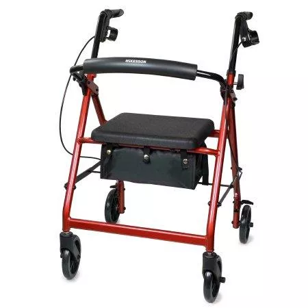 4 Wheel Rollator McKesson Red Folding Aluminum Frame - M-1065263-4980 - Each