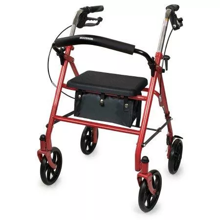 4 Wheel Rollator McKesson Red Folding Steel Frame - M-1065268-4676 - Each