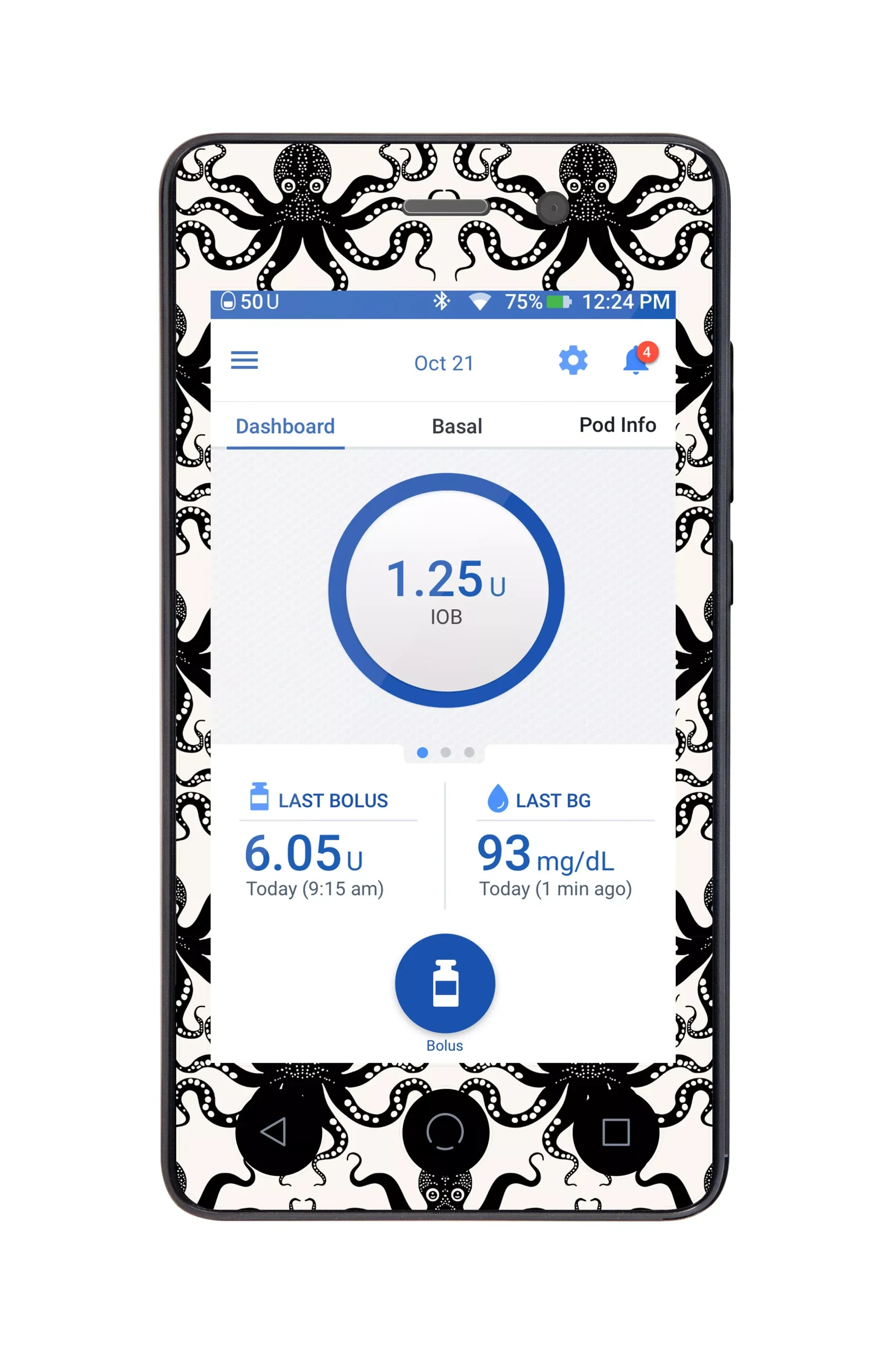 Abstract Octopus Sticker for Omnipod DASH PDM – Pump Peelz