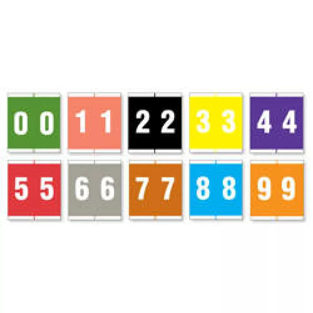 Acme Compatible Color Code Label Numeric 1 1/2" X 1 11/16" Assorted Colors Mylar Permanent - 500 Per Roll, 10 Rolls Per Set