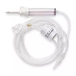 Administration Set with Universal Spike Drip Chamber 84" L, 13 mL Priming Volume, Rotating Male Luer Lock and Pinch Clamp