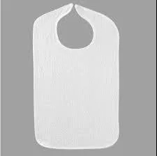 Adult Bib with Velcro Closure, White, 18" x 30"