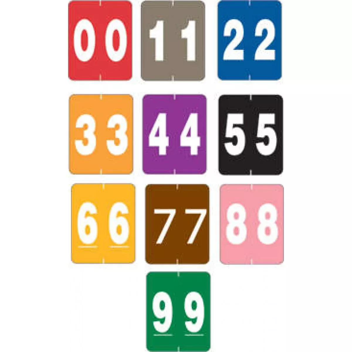 Ames Compatible Color Code Label Numeric 1 1/2" X 1 7/8" Assorted Colors Mylar Permanent - 500 Per Roll, 10 Rolls Per Set