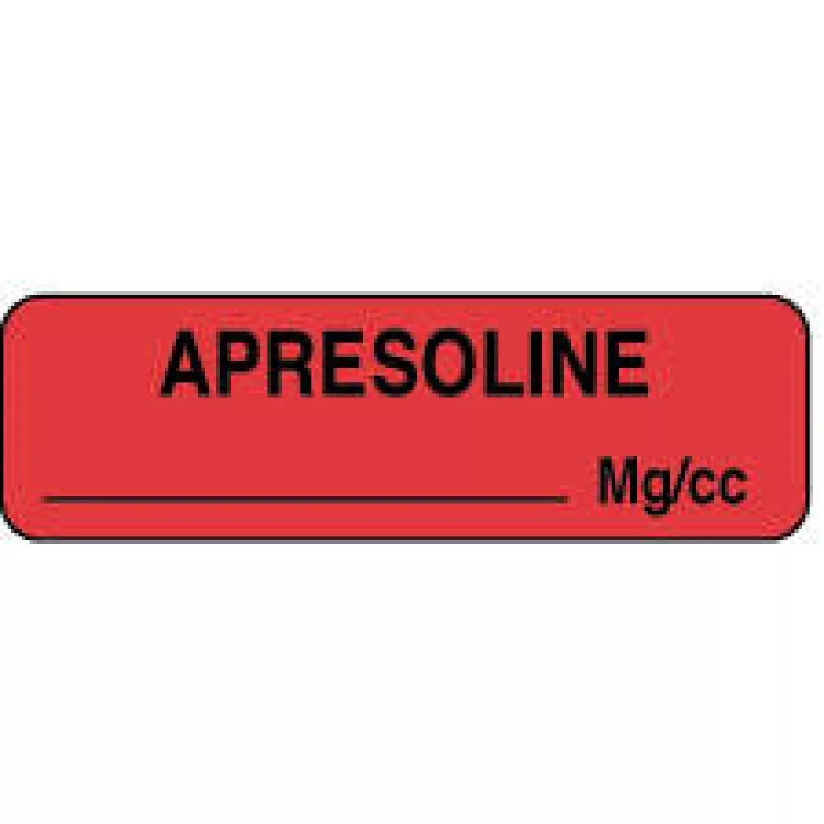 Anesthesia Label (Paper, Permanent) Apresoline Mg/Ml 1 1/4" X 3/8" Fluorescent Red - 1000 Per Roll