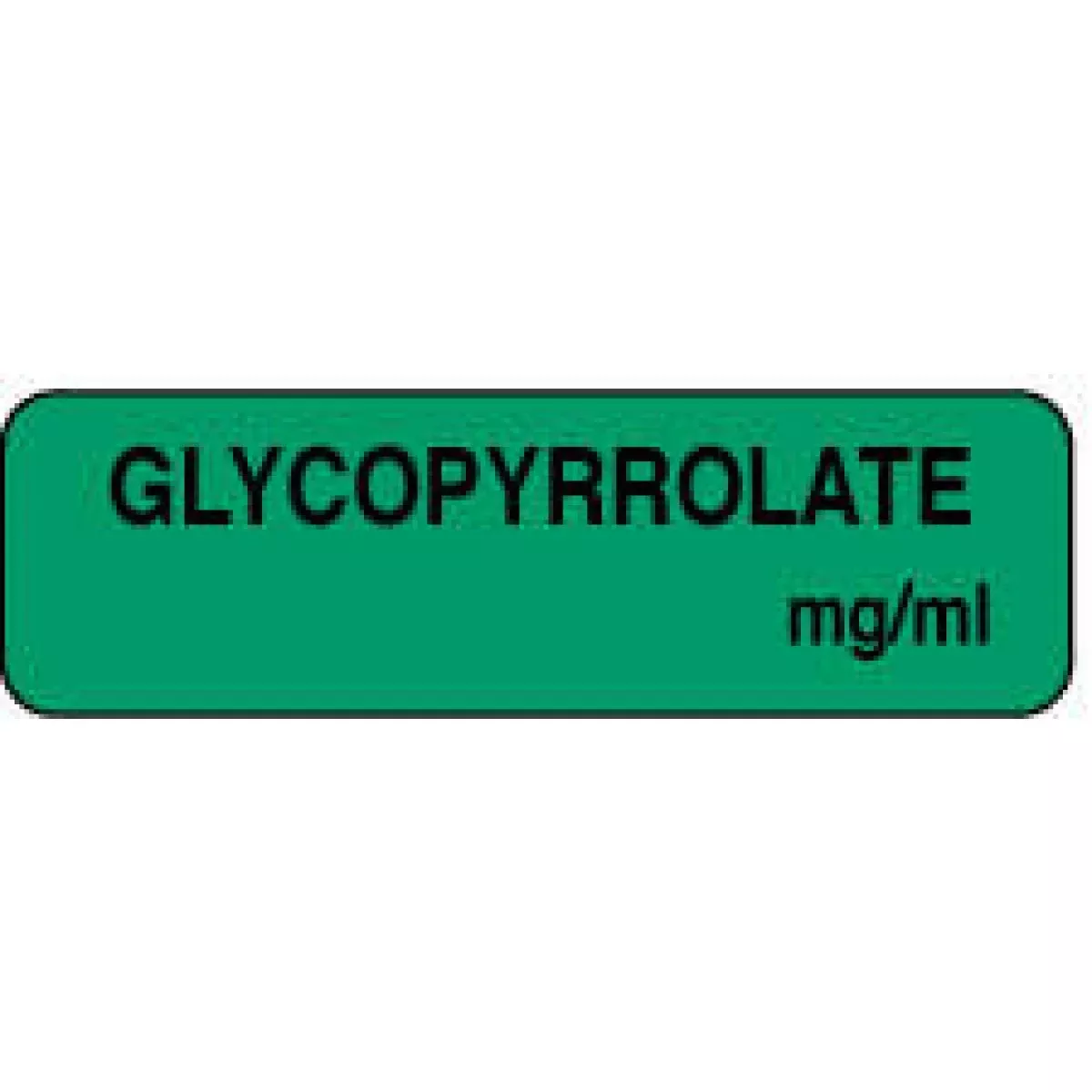 Anesthesia Label (Paper, Permanent) Glycopyrrolate 1 1/4" X 3/8" Green - 1000 Per Roll