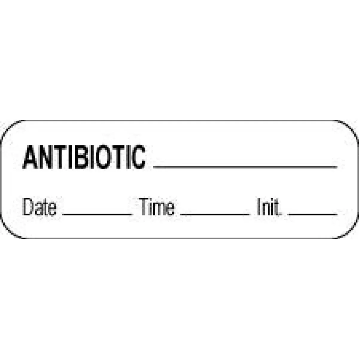 Anesthesia Label With Date, Time & Initial (Paper, Permanent) Antibiotic 1 1/2" X 1/2" White - 1000 Per Roll