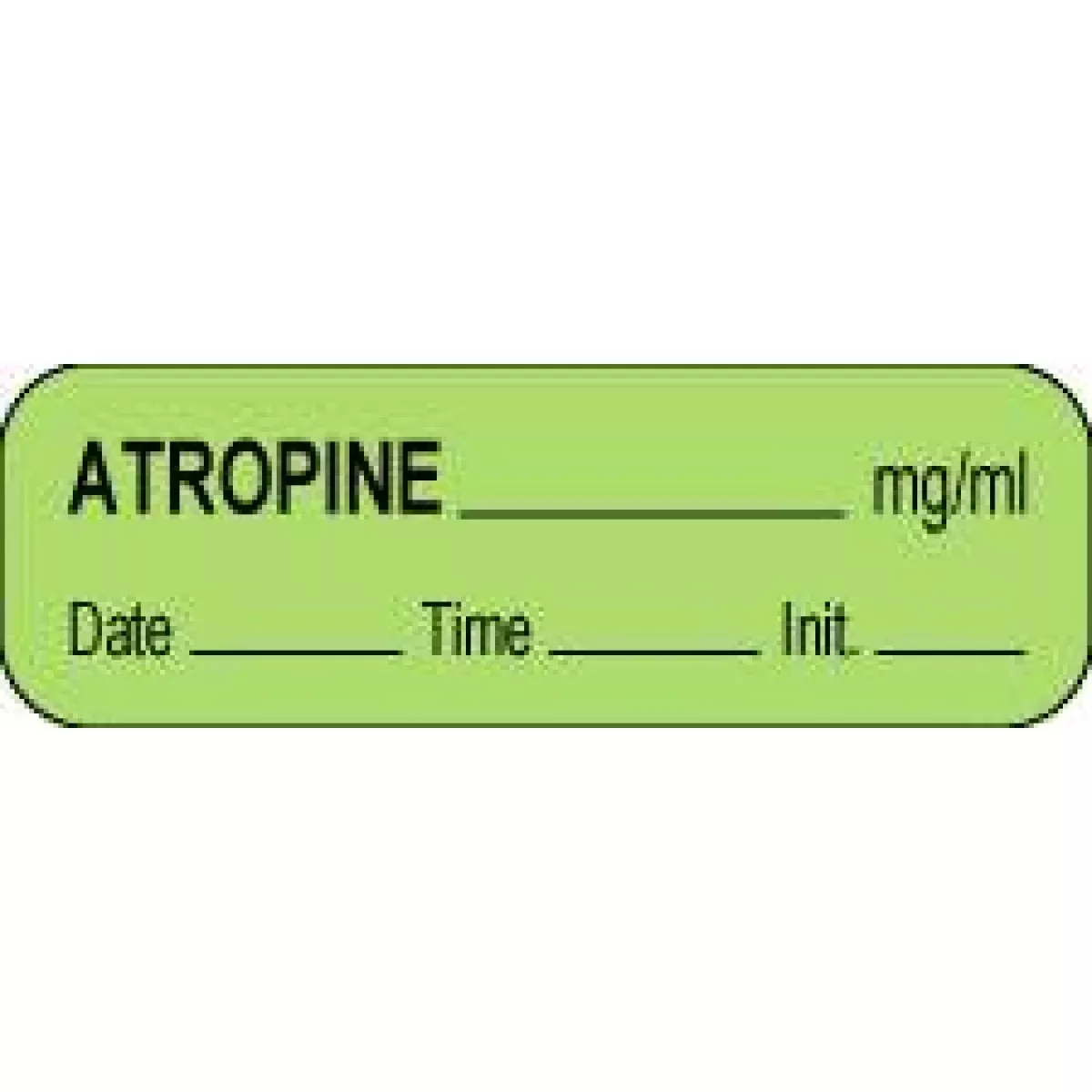 Anesthesia Label With Date, Time & Initial (Paper, Permanent) Atropine Mg/Ml 1 1/2" X 1/2" Green - 1000 Per Roll
