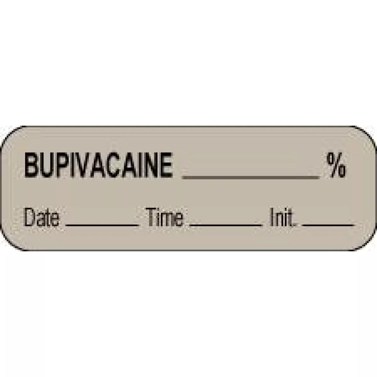 Anesthesia Label With Date, Time & Initial (Paper, Permanent) Bupivacaine % 1 1/2" X 1/2" Gray - 1000 Per Roll