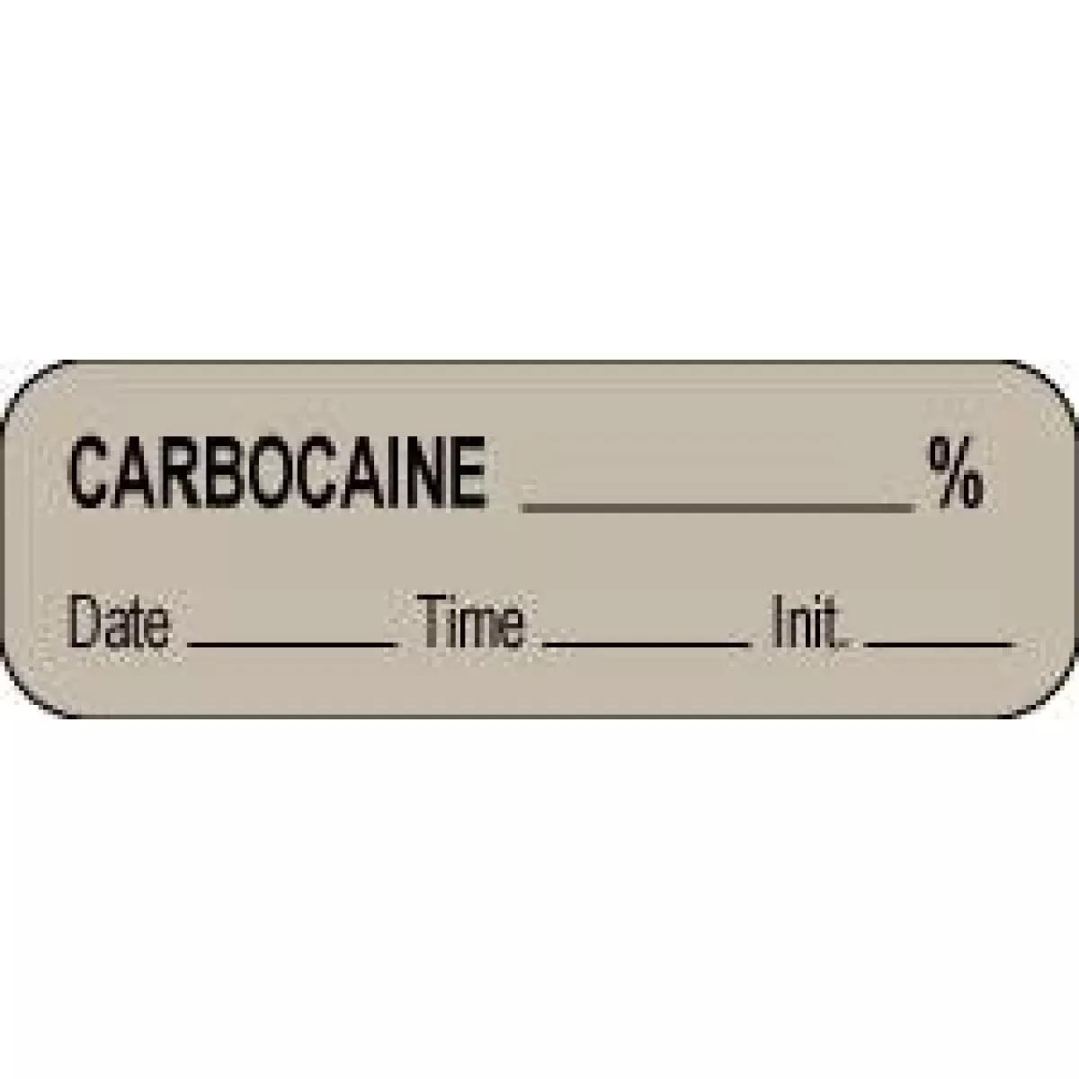 Anesthesia Label With Date, Time & Initial (Paper, Permanent) Carbocaine % 1 1/2" X 1/2" Gray - 1000 Per Roll