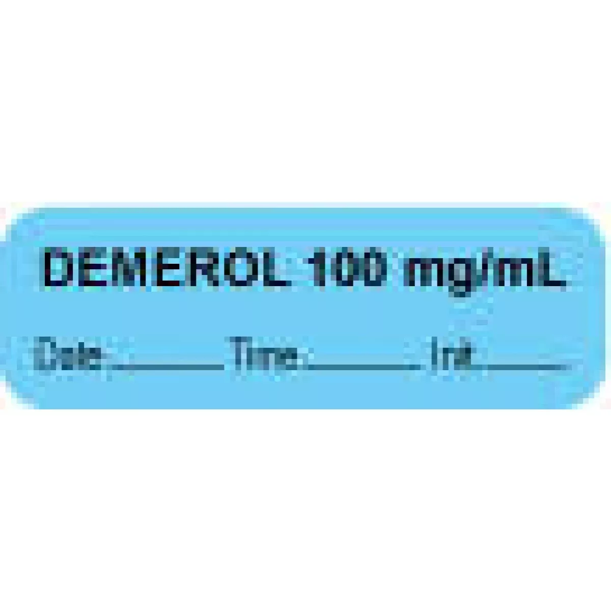 Anesthesia Label With Date, Time & Initial (Paper, Permanent) "Demerol 100 Mg/Ml" 1 1/2" X 1/2" Blue - 1000 Per Roll