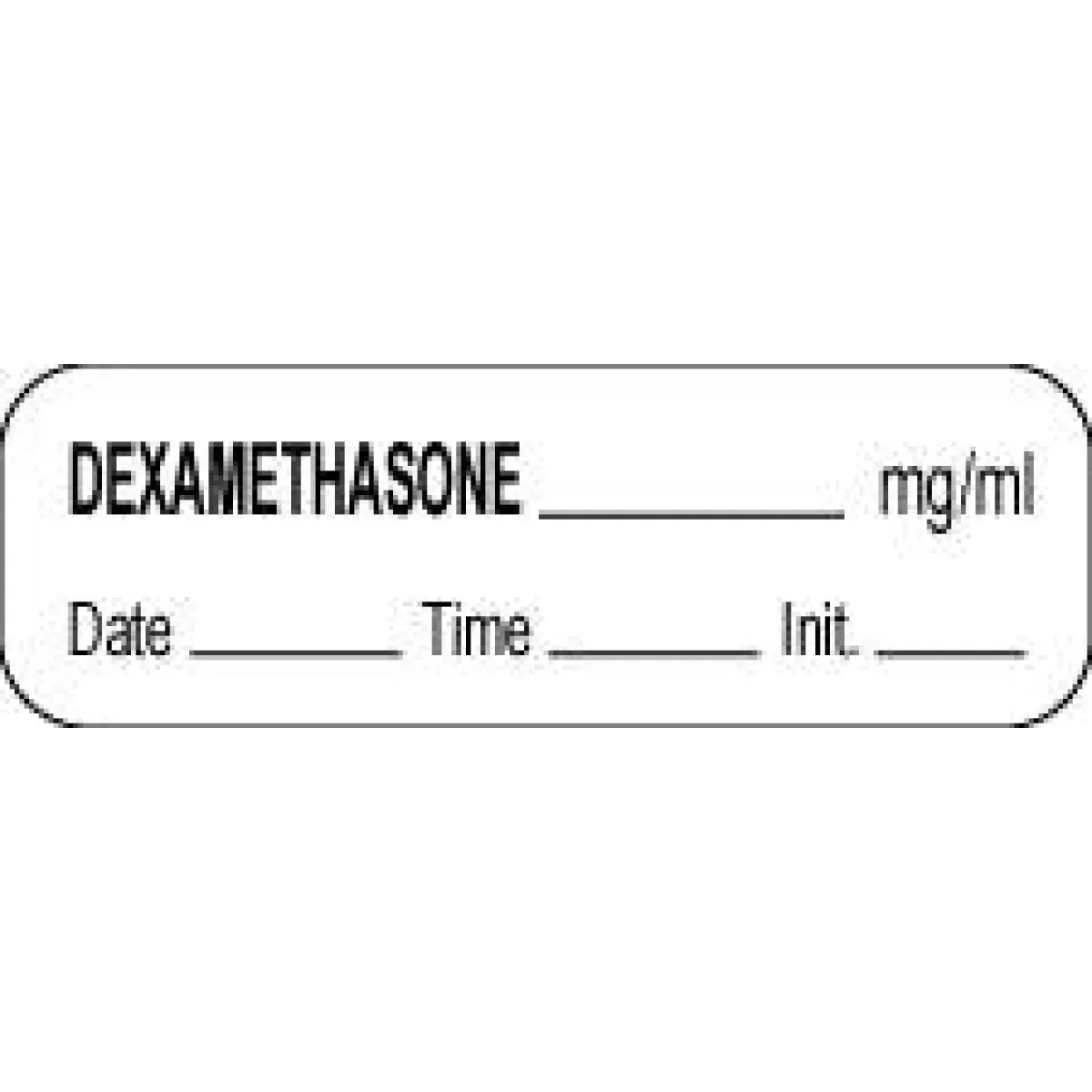 Anesthesia Label With Date, Time & Initial (Paper, Permanent) Dexamethasone Mg/Ml 1 1/2" X 1/2" White - 1000 Per Roll