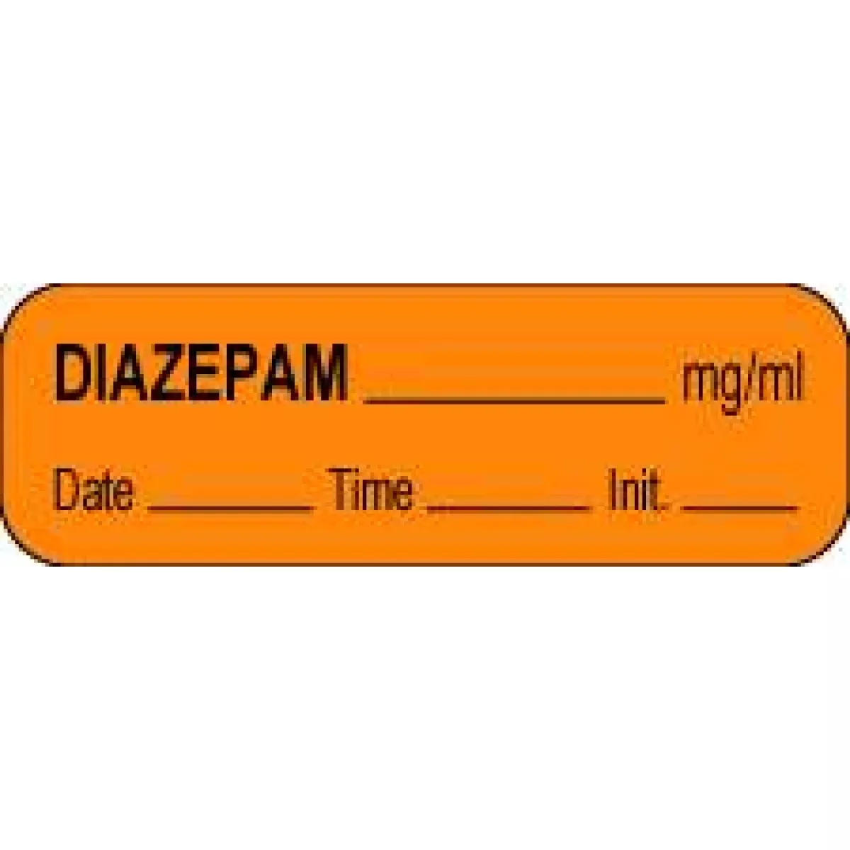 Anesthesia Label With Date, Time & Initial (Paper, Permanent) Diazepam Mg/Ml 1 1/2" X 1/2" Orange - 1000 Per Roll