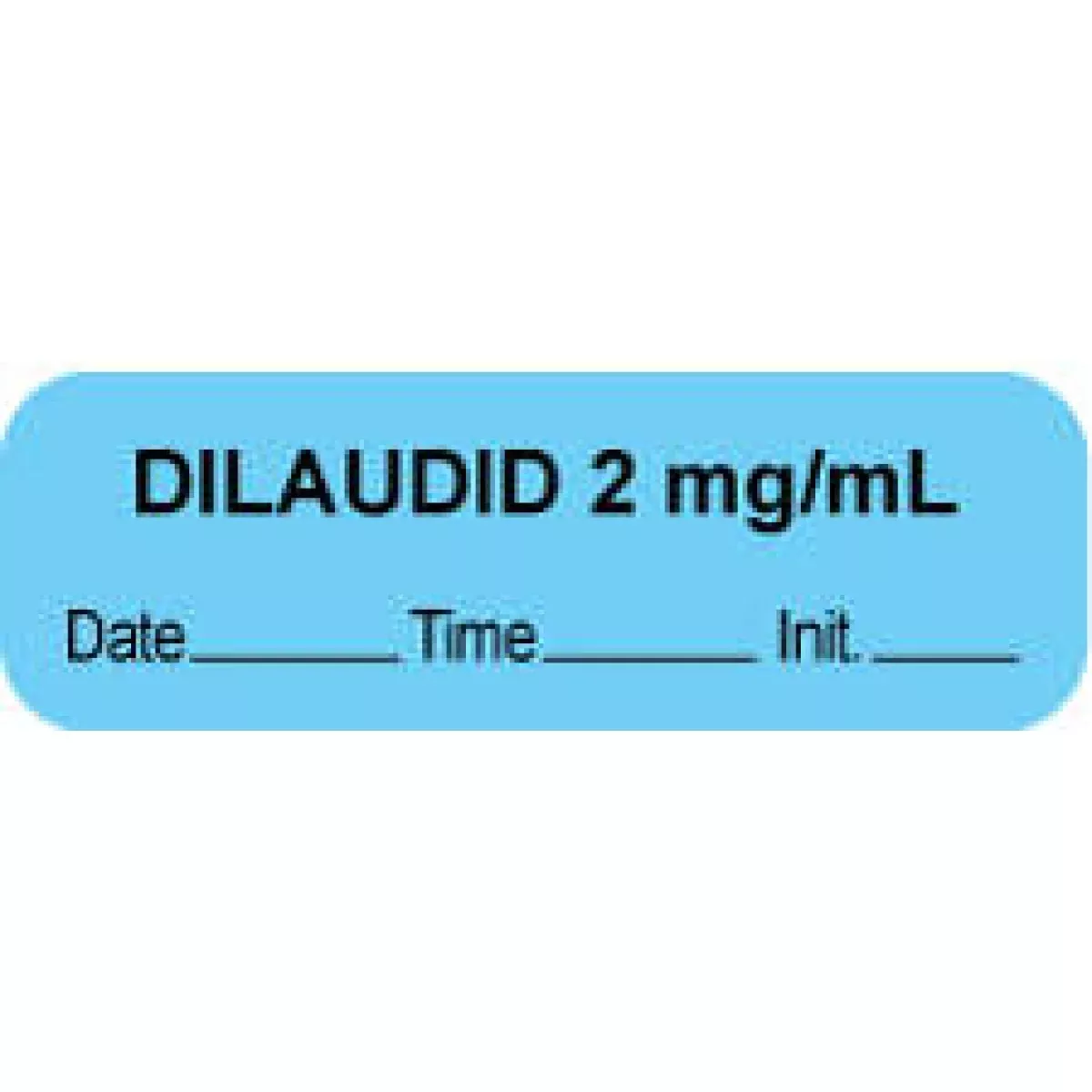 Anesthesia Label With Date, Time & Initial (Paper, Permanent) "Dilaudid 2 Mg/Ml" 1 1/2" X 1/2" Blue - 1000 Per Roll