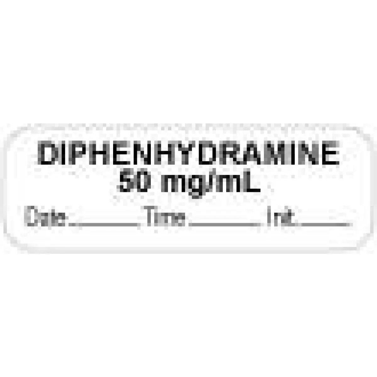 Anesthesia Label With Date, Time & Initial (Paper, Permanent) "Diphenhydramine 50" 1 1/2" X 1/2" White - 1000 Per Roll
