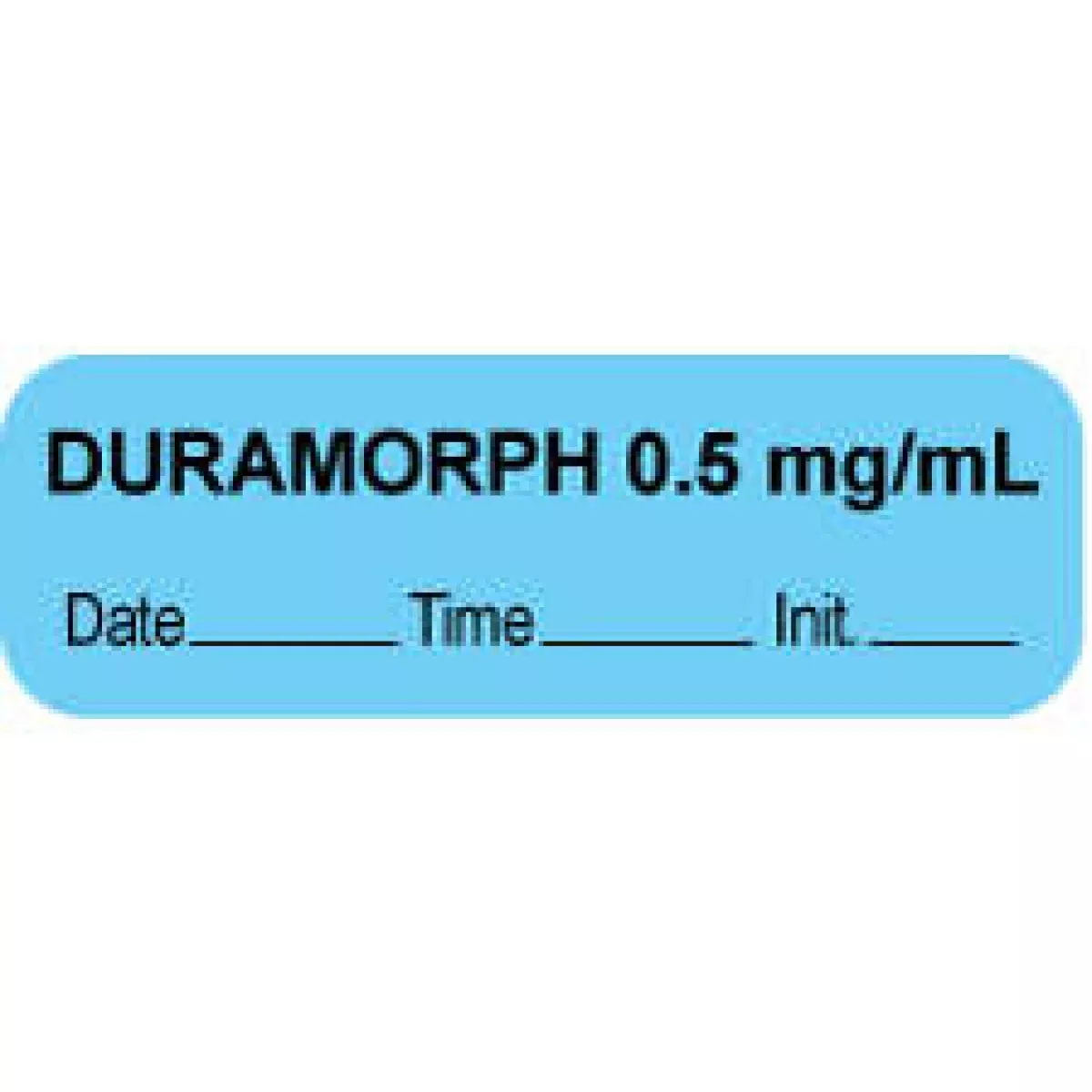 Anesthesia Label With Date, Time & Initial (Paper, Permanent) "Duramorph 0.5 Mg/Ml" 1 1/2" X 1/2" Blue - 1000 Per Roll