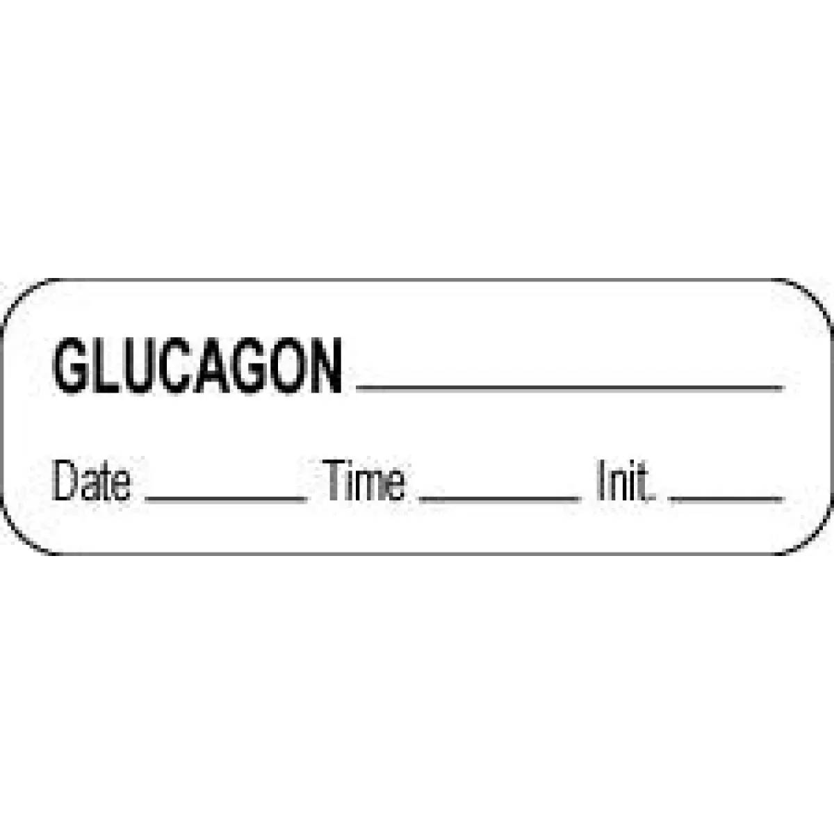 Anesthesia Label With Date, Time & Initial (Paper, Permanent) Glucagon 1 1/2" X 1/2" White - 1000 Per Roll
