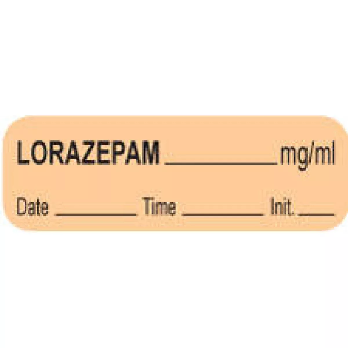 Anesthesia Label With Date, Time & Initial (Paper, Permanent) Lorazepam Mg/Ml 1 1/2" X 1/2" Orange - 1000 Per Roll