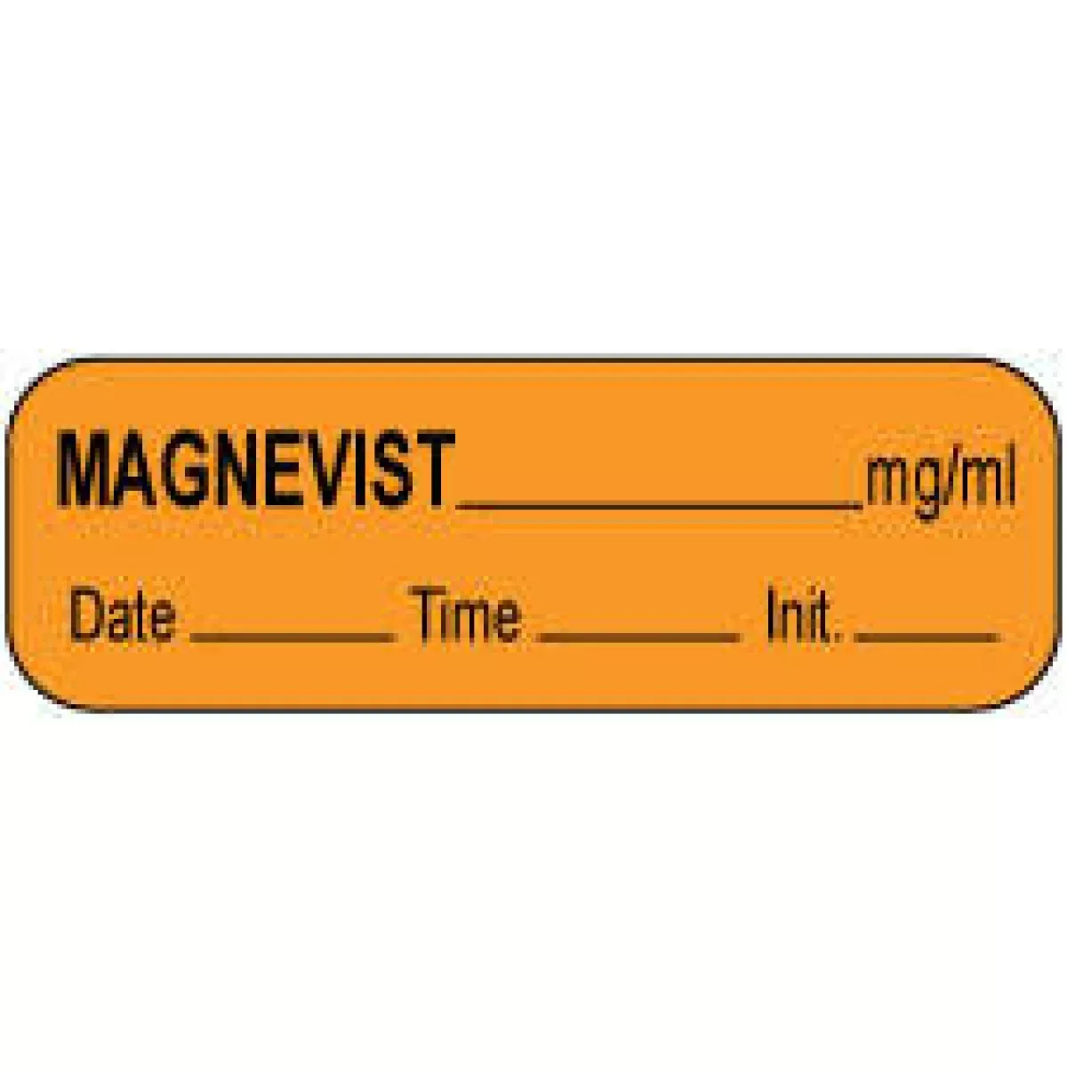 Anesthesia Label With Date, Time & Initial (Paper, Permanent) Magnevist Mg/Ml 1 1/2" X 1/2" Orange - 1000 Per Roll
