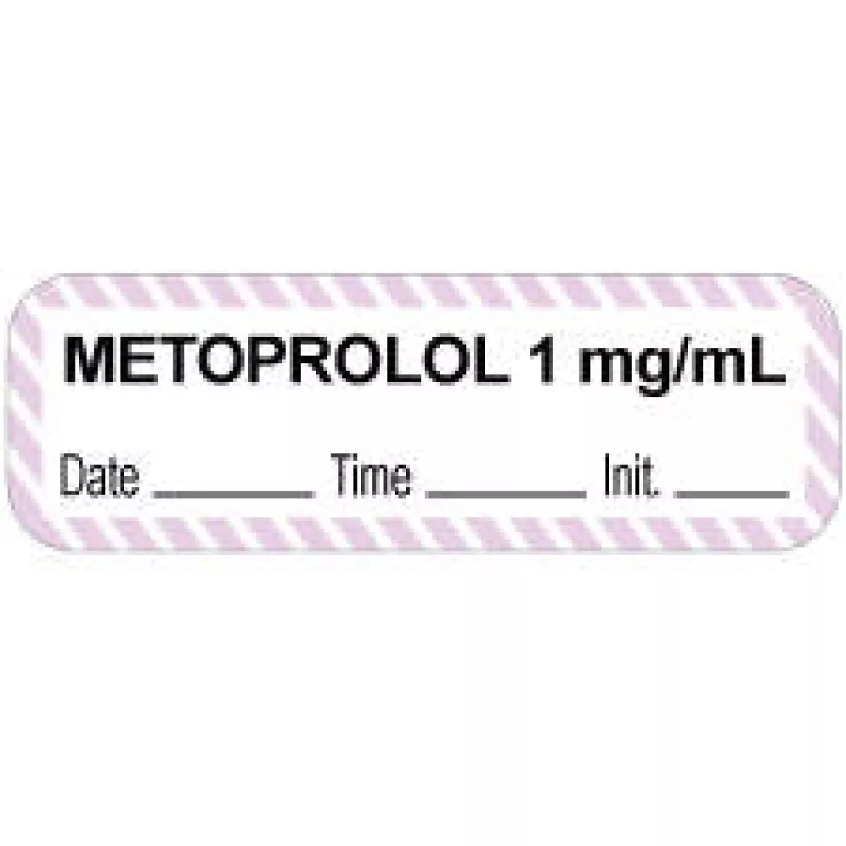 Anesthesia Label With Date, Time & Initial (Paper, Permanent) "Metoprolol 1 Mg/Ml" 1 1/2" X 1/2" White With Violet - 1000 Per Roll