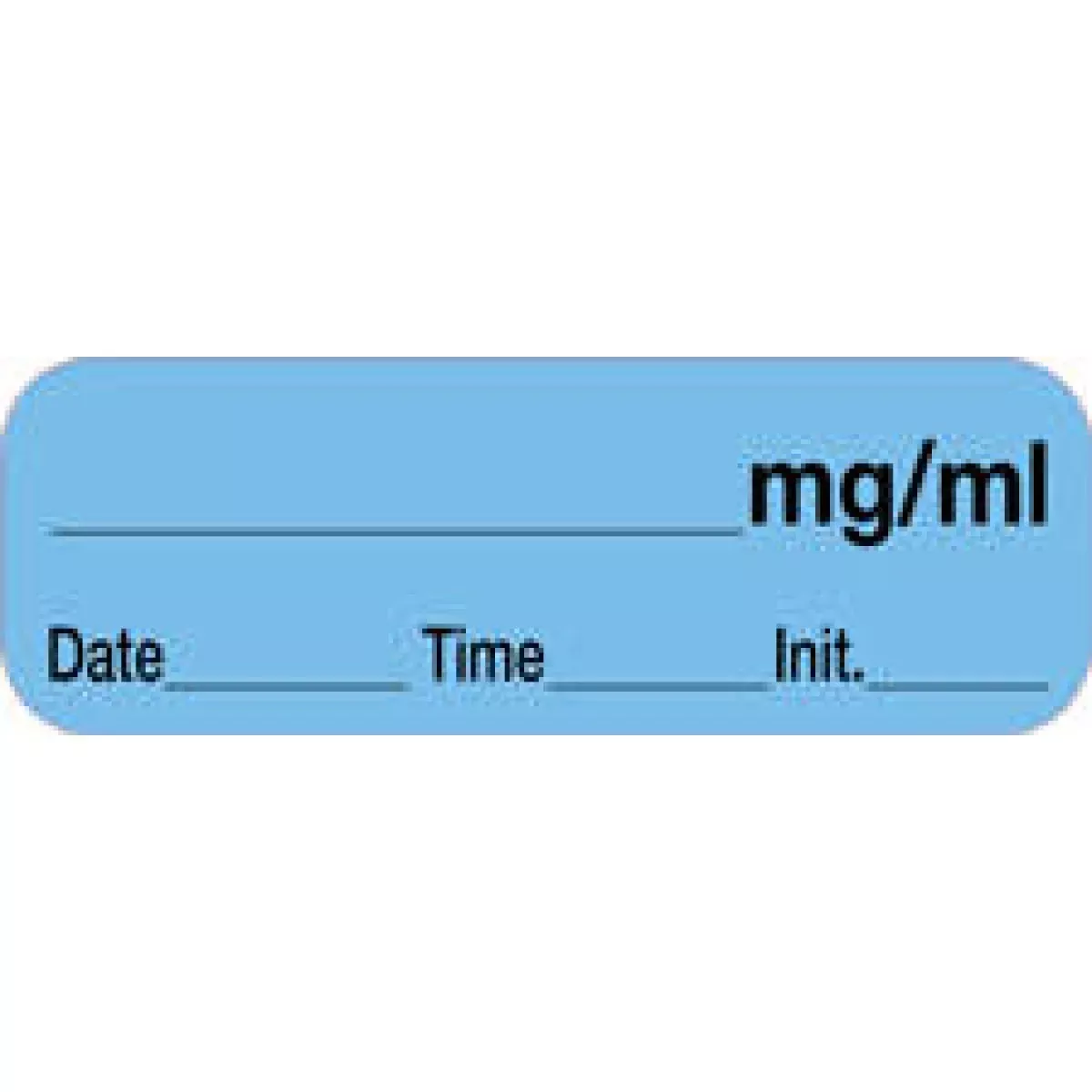 Anesthesia Label With Date, Time & Initial (Paper, Permanent) ___ Mg/Ml 1 1/2" X 1/2" Blue - 1000 Per Roll