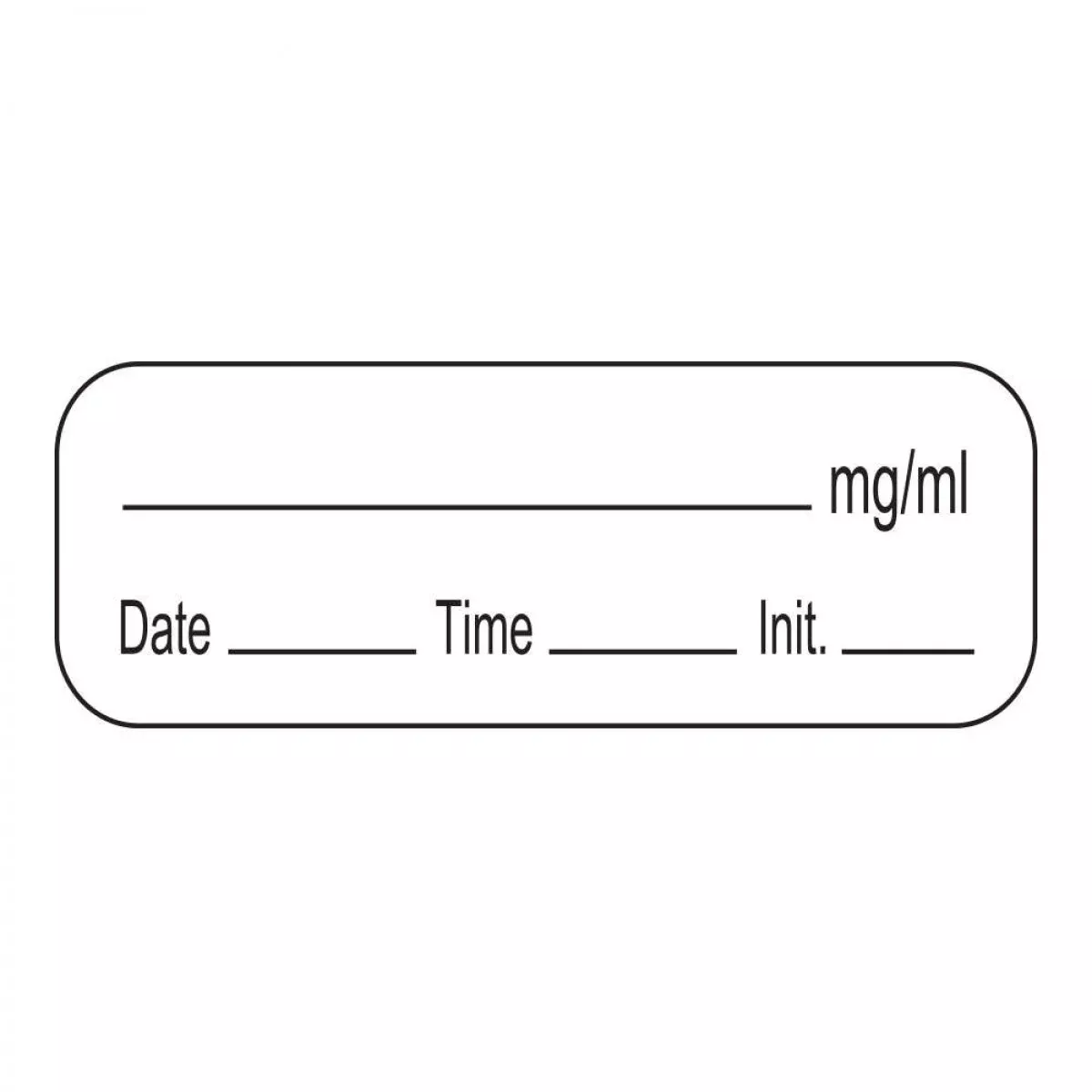 Anesthesia Label With Date, Time & Initial (Paper, Permanent) ___ Mg/Ml 1 1/2" X 1/2" White - 1000 Per Roll