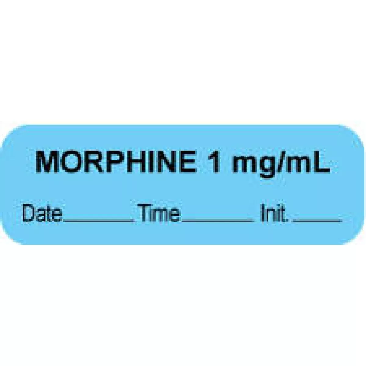 Anesthesia Label With Date, Time & Initial (Paper, Permanent) "Morphine 1 Mg/Ml" 1 1/2" X 1/2" Blue - 1000 Per Roll