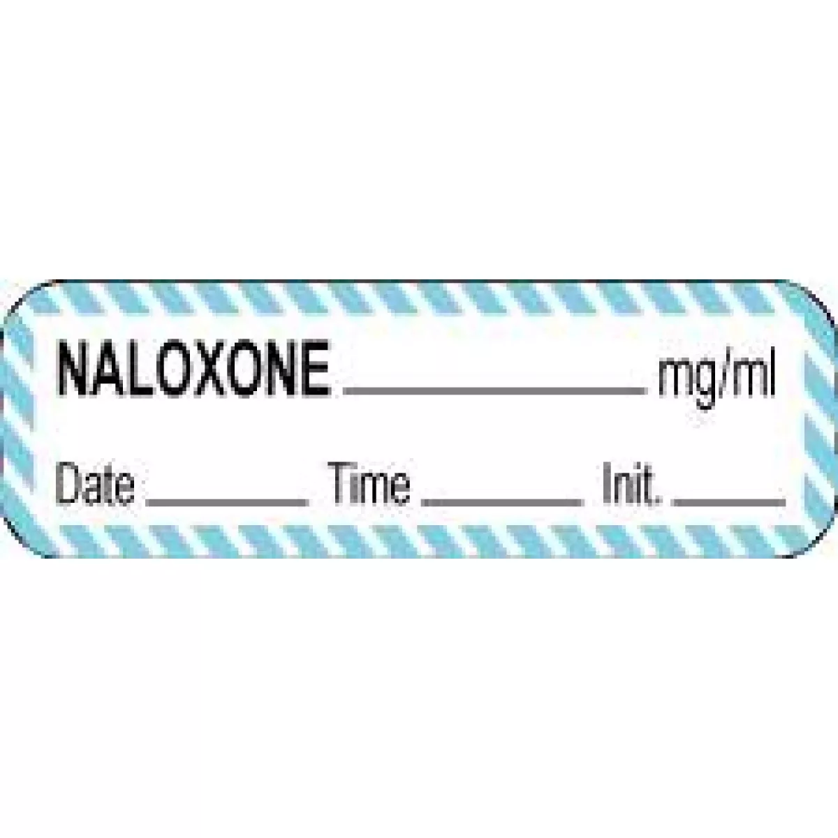 Anesthesia Label With Date, Time & Initial (Paper, Permanent) Naloxone Mg/Ml 1 1/2" 1 1/2" X 1/2" White With Blue - 1000 Per Roll