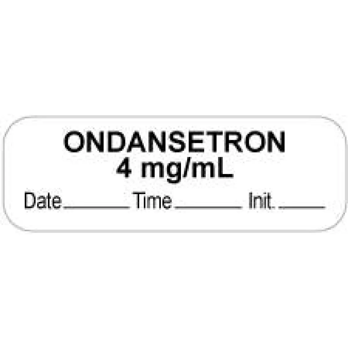 Anesthesia Label With Date, Time & Initial (Paper, Permanent) "Ondansetron 4 Mg/Ml" 1 1/2" X 1/2" White - 1000 Per Roll