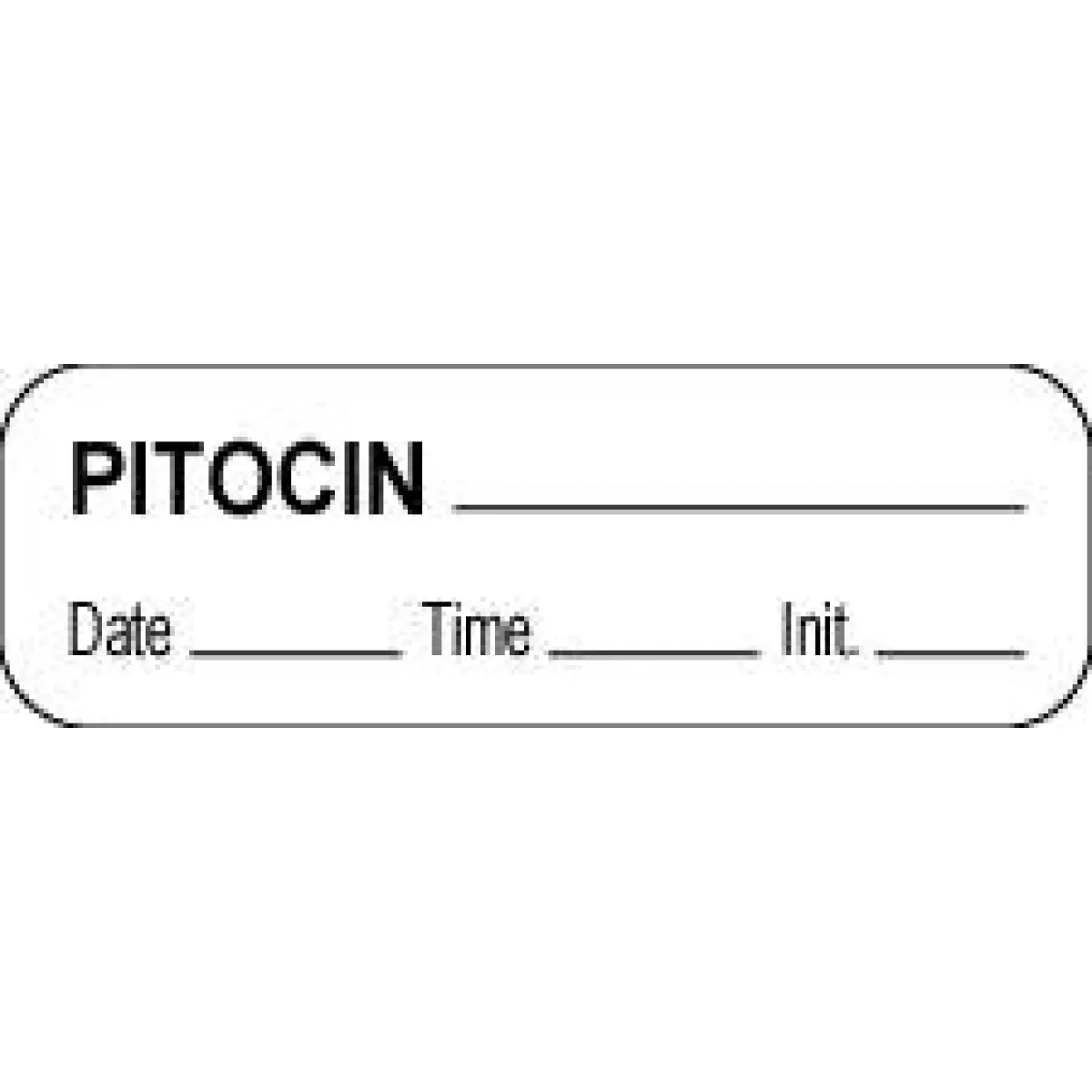 Anesthesia Label With Date, Time & Initial (Paper, Permanent) Pitocin 1 1/2" X 1/2" White - 1000 Per Roll