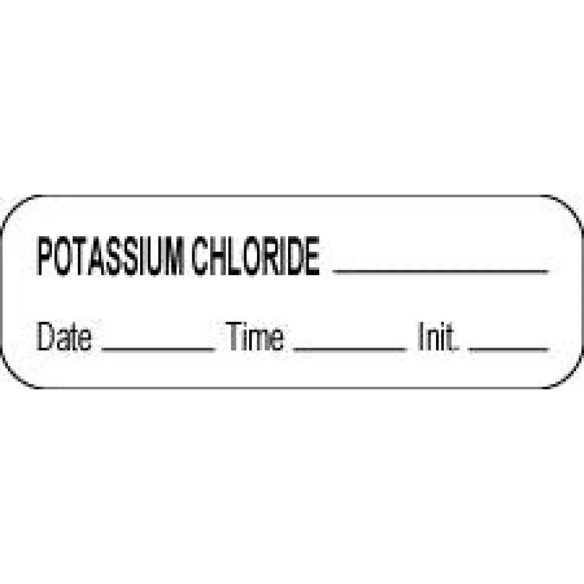 Anesthesia Label With Date, Time & Initial (Paper, Permanent) Potassium Chloride 1 1/2" X 1/2" White - 1000 Per Roll