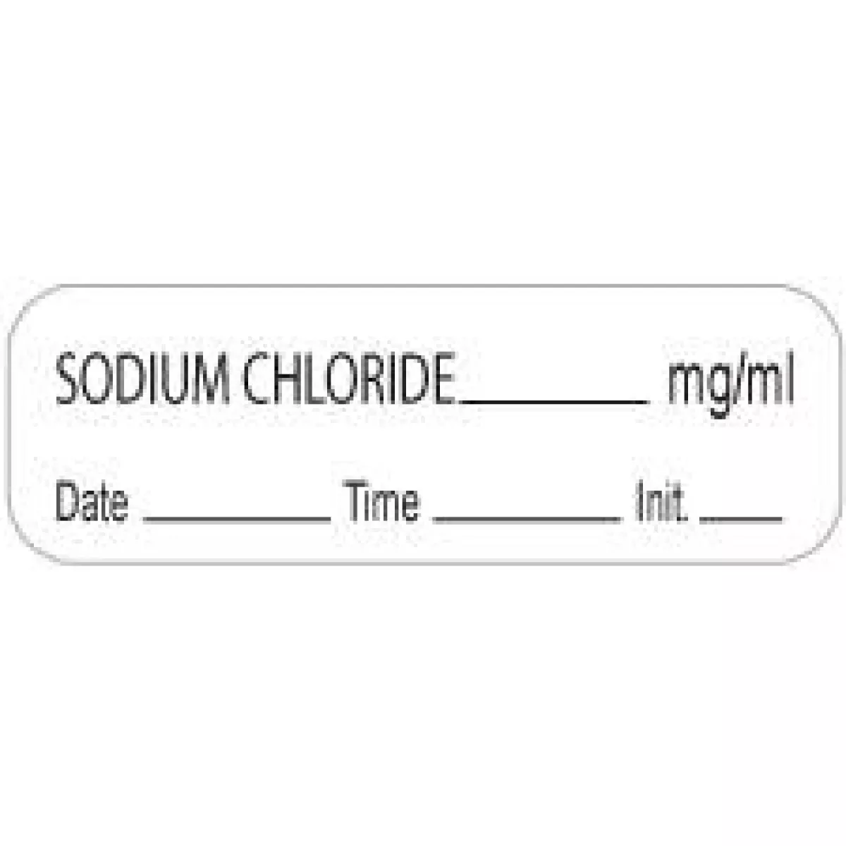 Anesthesia Label With Date, Time & Initial (Paper, Permanent) Sodium Chloride 1 1/2" X 1/2" White - 1000 Per Roll