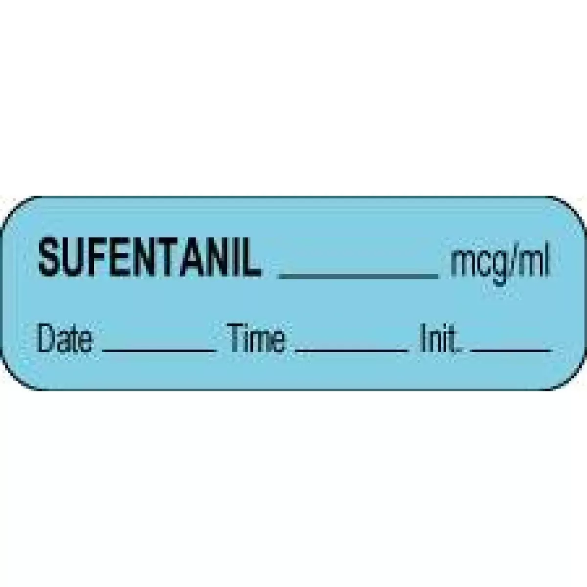 Anesthesia Label With Date, Time & Initial (Paper, Permanent) Sufentanil Mcg/Ml 1 1/2" X 1/2" Blue - 1000 Per Roll