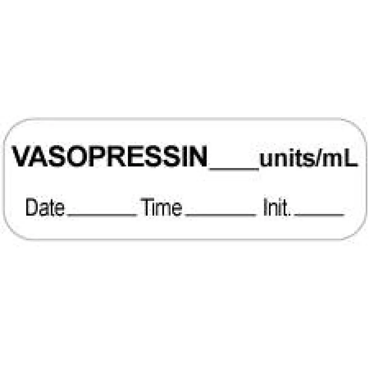 Anesthesia Label With Date, Time & Initial (Paper, Permanent) Vasopressin Units/Ml 1 1/2" X 1/2" White - 1000 Per Roll