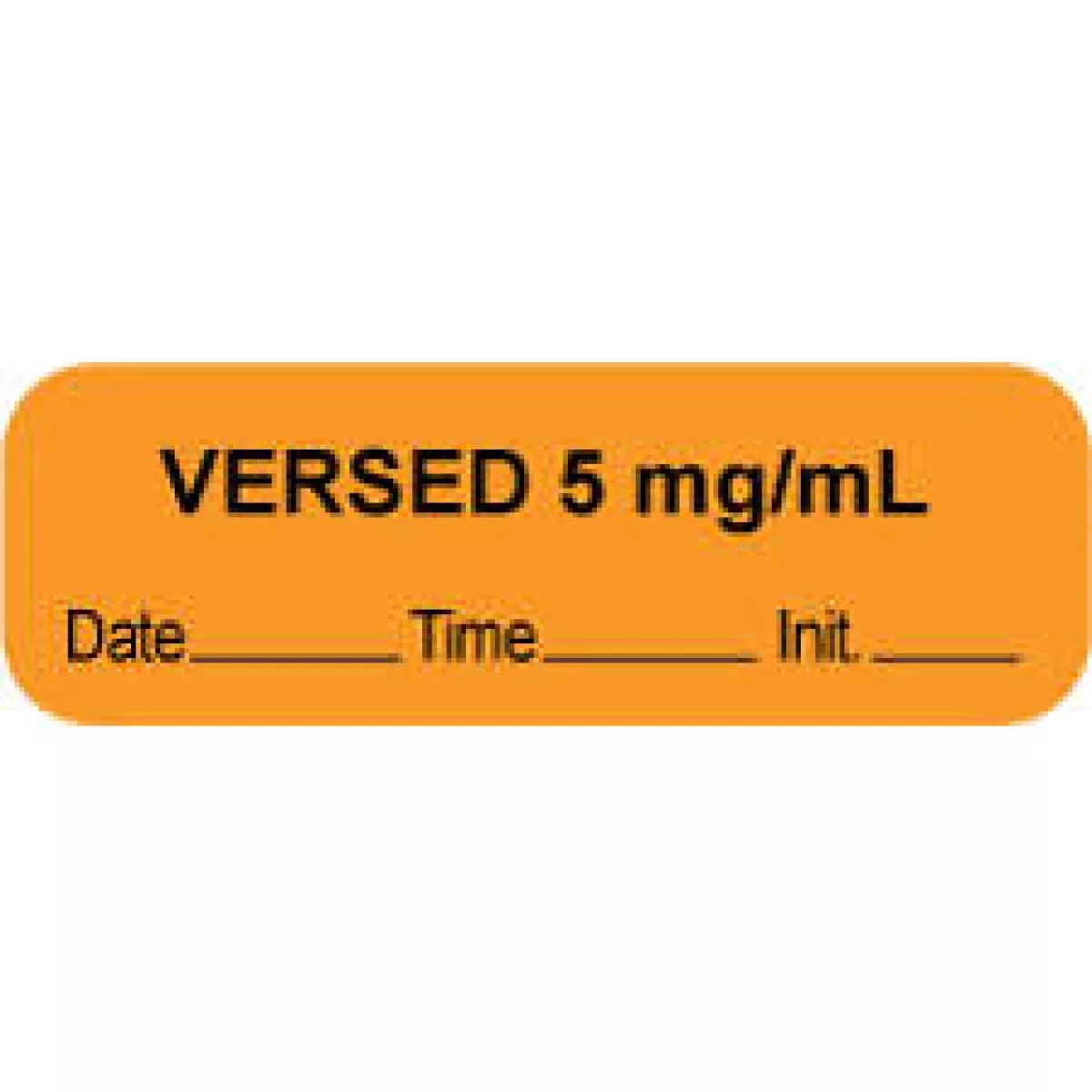 Anesthesia Label With Date, Time & Initial (Paper, Permanent) "Versed 5 Mg/Ml" 1 1/2" X 1/2" Orange - 1000 Per Roll