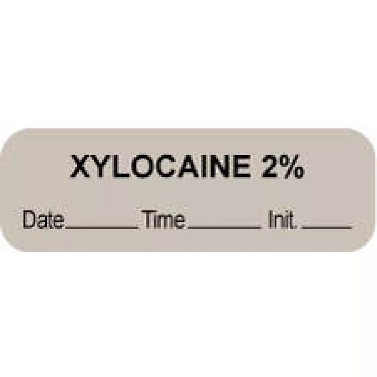 Anesthesia Label With Date, Time & Initial (Paper, Permanent) "Xylocaine 2%" 1 1/2" X 1/2" Gray - 1000 Per Roll