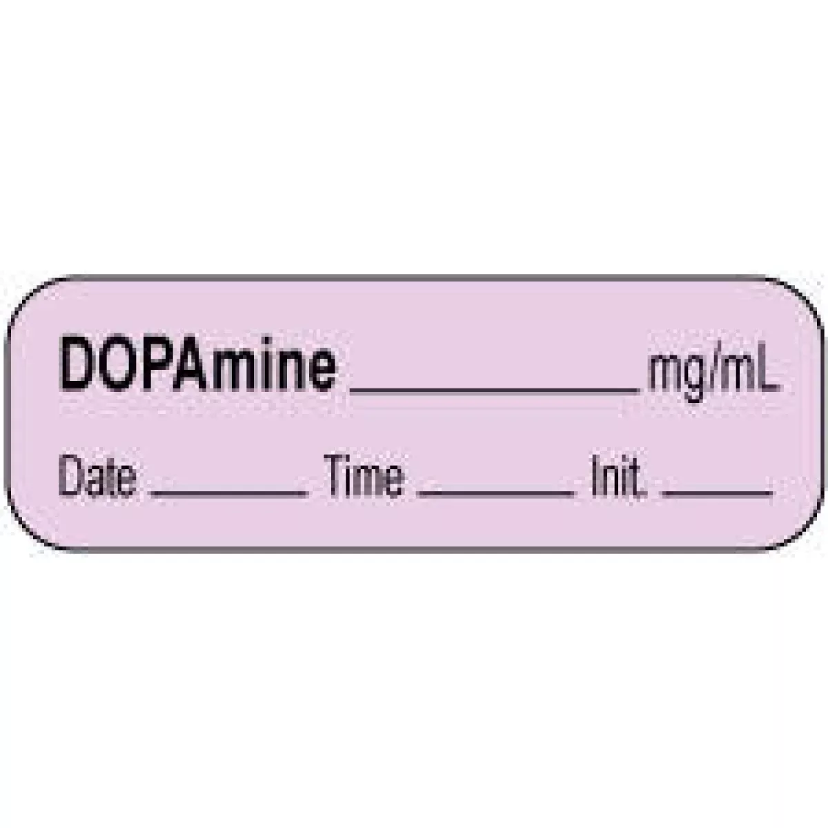 Anesthesia Label With Date, Time & Initial | Tall-Man Lettering (Paper, Permanent) Dopamine Mg/Ml 1 1/2" X 1/2" Violet - 1000 Per Roll